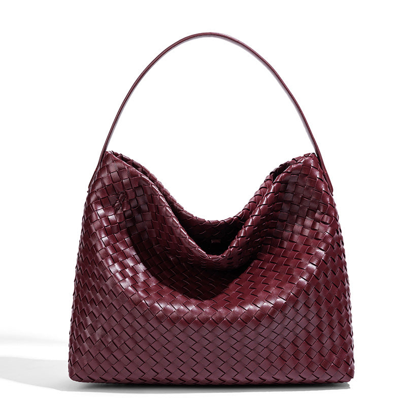 Woven Slouchy Hobo Shoulder Bag - Red