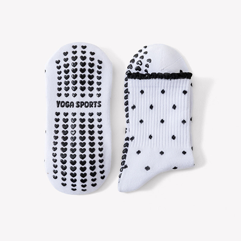 Grip Socks With Ruffle Cuffs For Pilates - White - 1