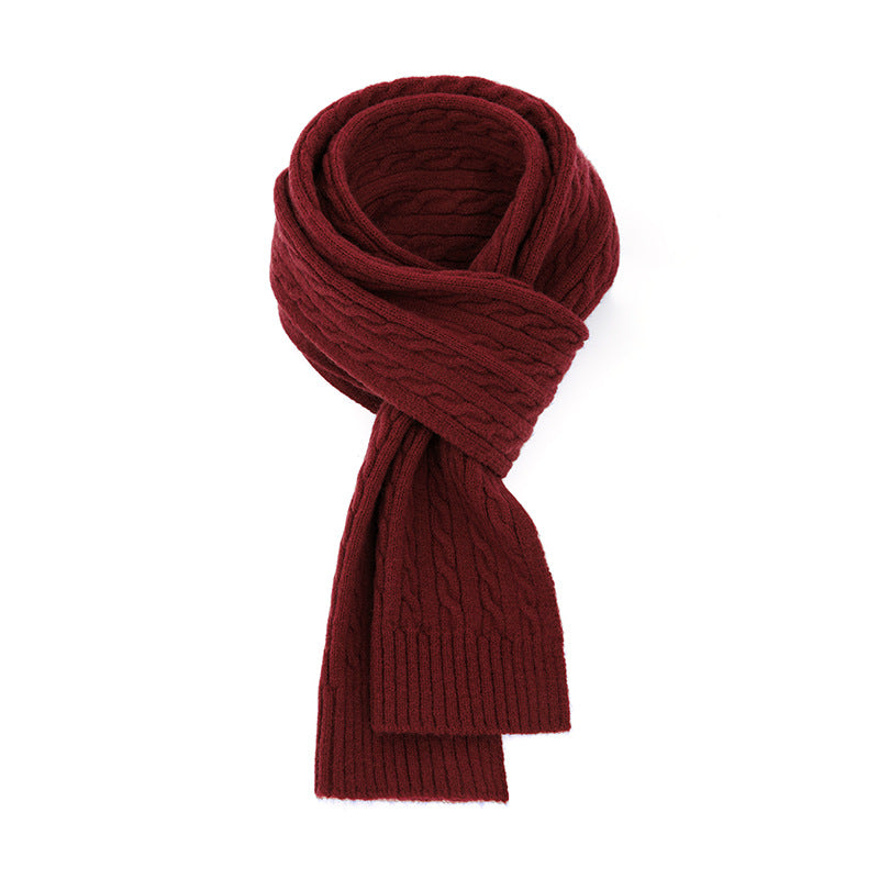 Chunky Ribbed Knit Scarf With Cable Detail - JujubeRed