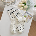 Bow Pattern Cotton Crew Socks - Color_1