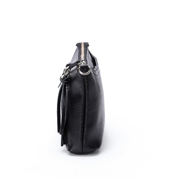 Pebbled Leather Tassel Crossbody Bag