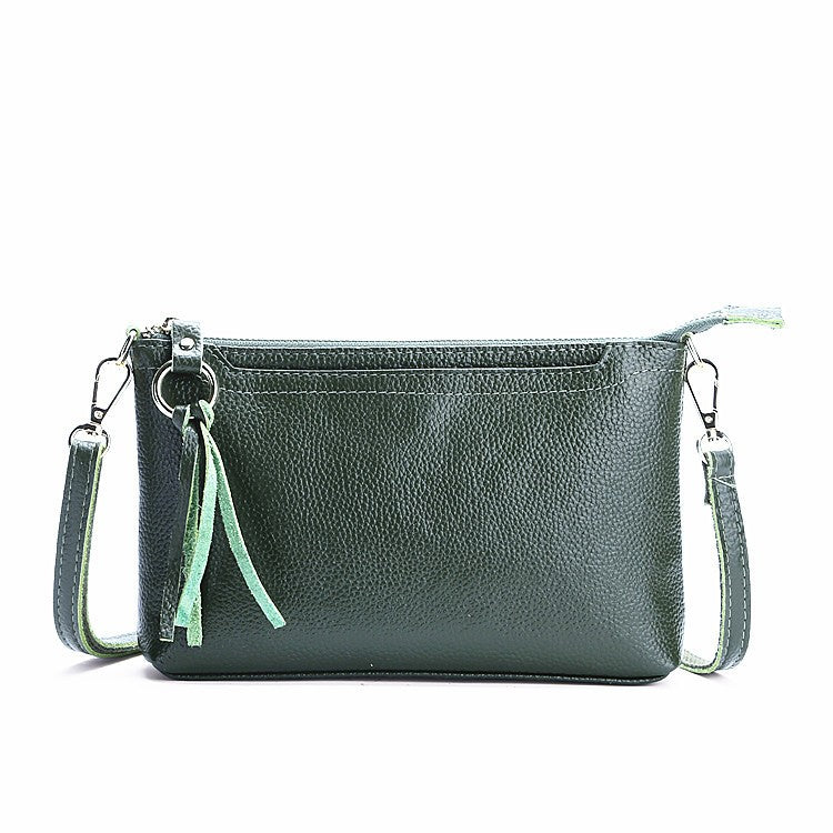 Pebbled Leather Tassel Crossbody Bag