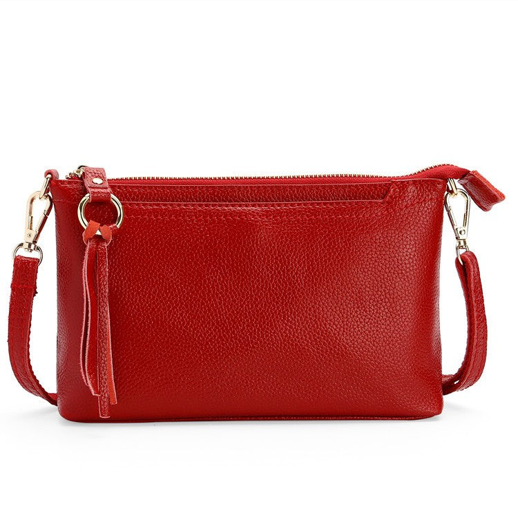 Pebbled Leather Tassel Crossbody Bag