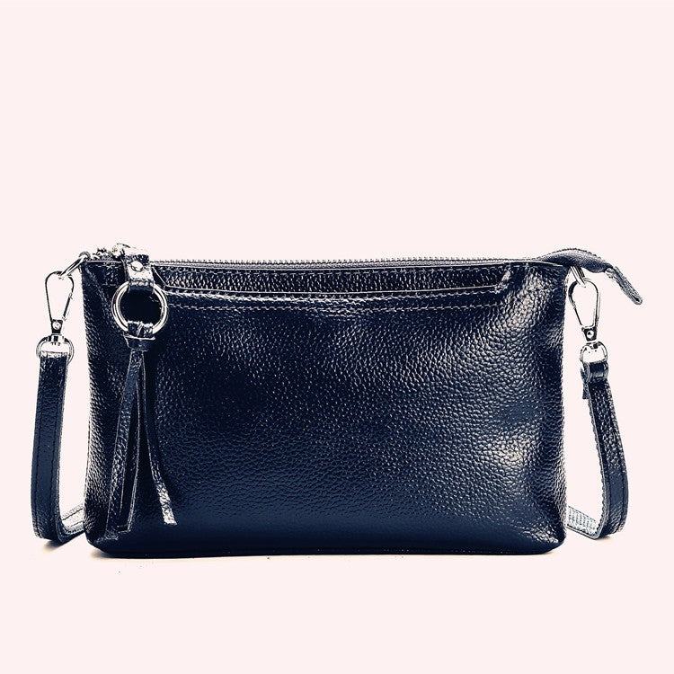 Pebbled Leather Tassel Crossbody Bag