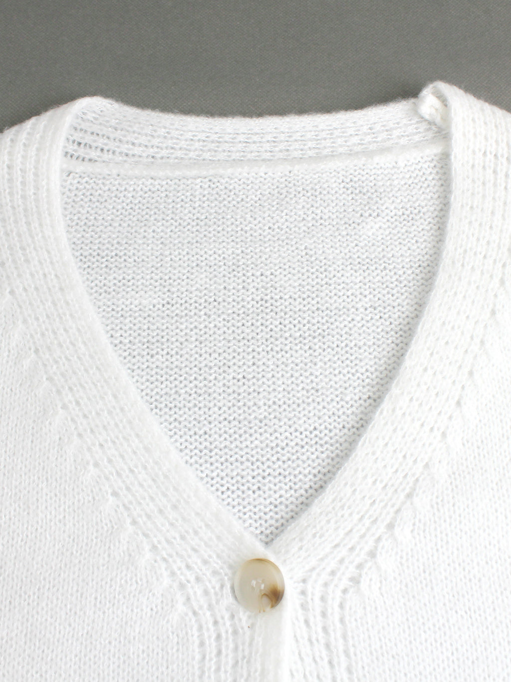 White Gingerbread Patch V-Neck Cropped Cardigan - White - 2