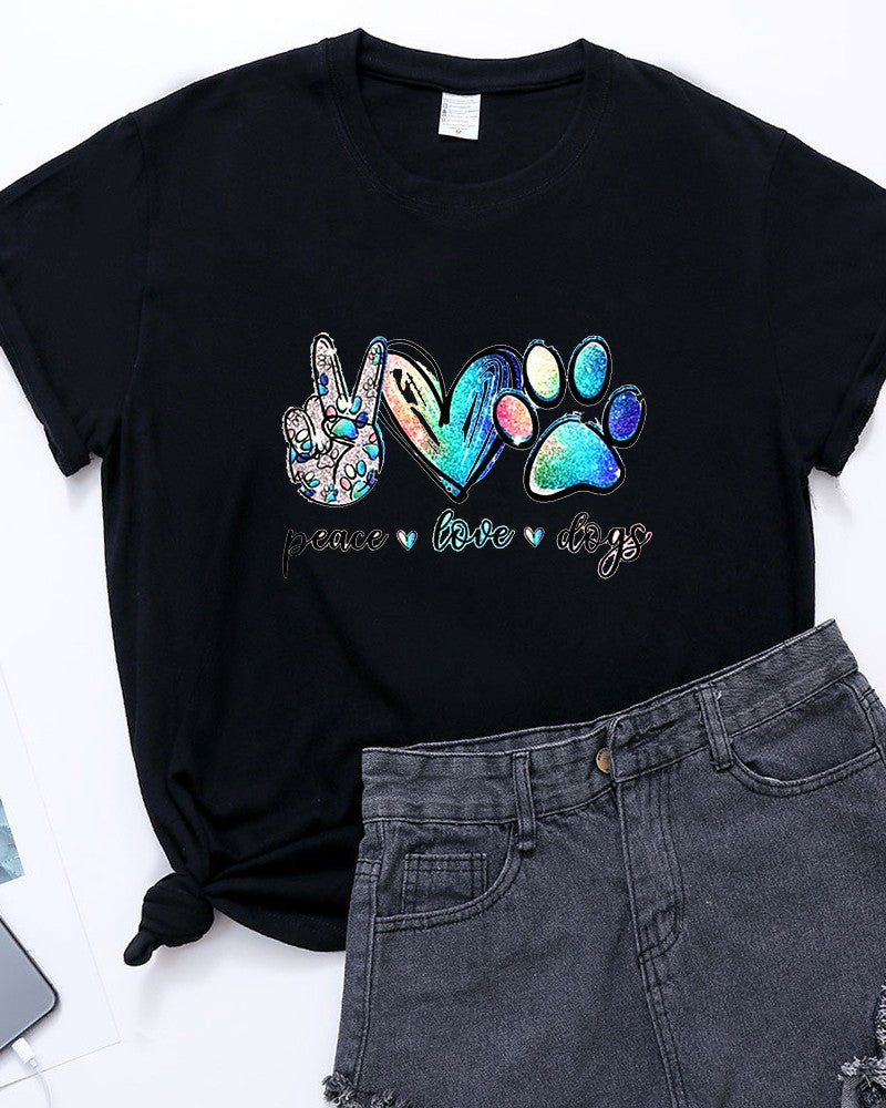 Watercolor Paw Print Dog Lover Graphic Tee - C1