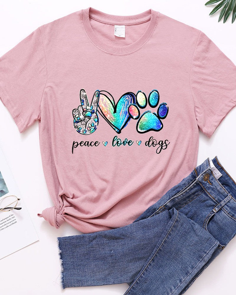 Watercolor Paw Print Dog Lover Graphic Tee - C10