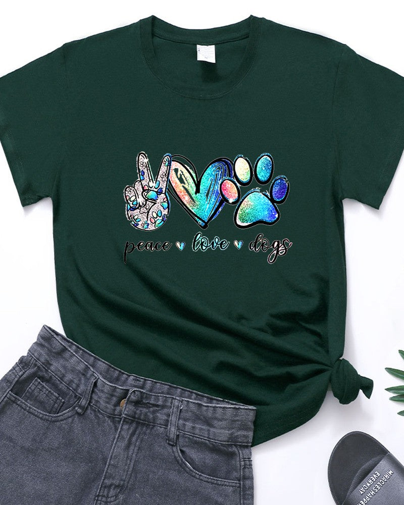 Watercolor Paw Print Dog Lover Graphic Tee - C11