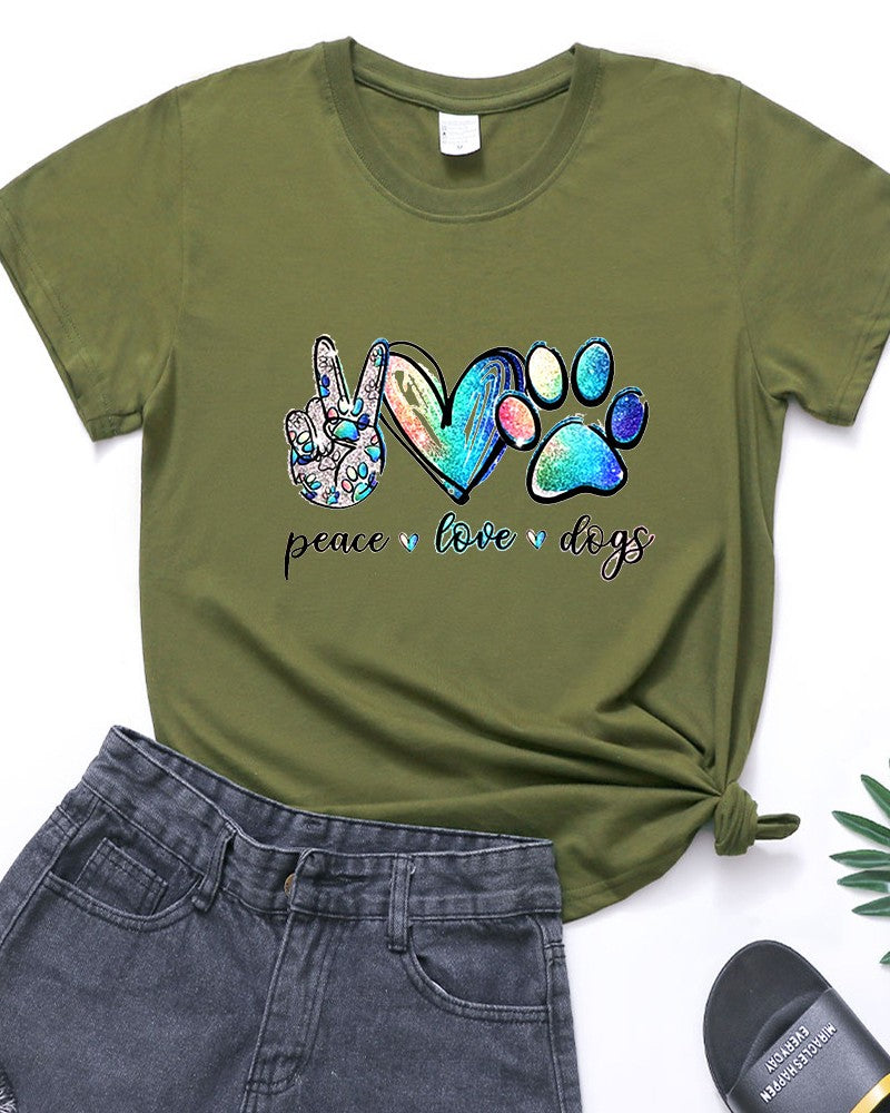 Watercolor Paw Print Dog Lover Graphic Tee - C12
