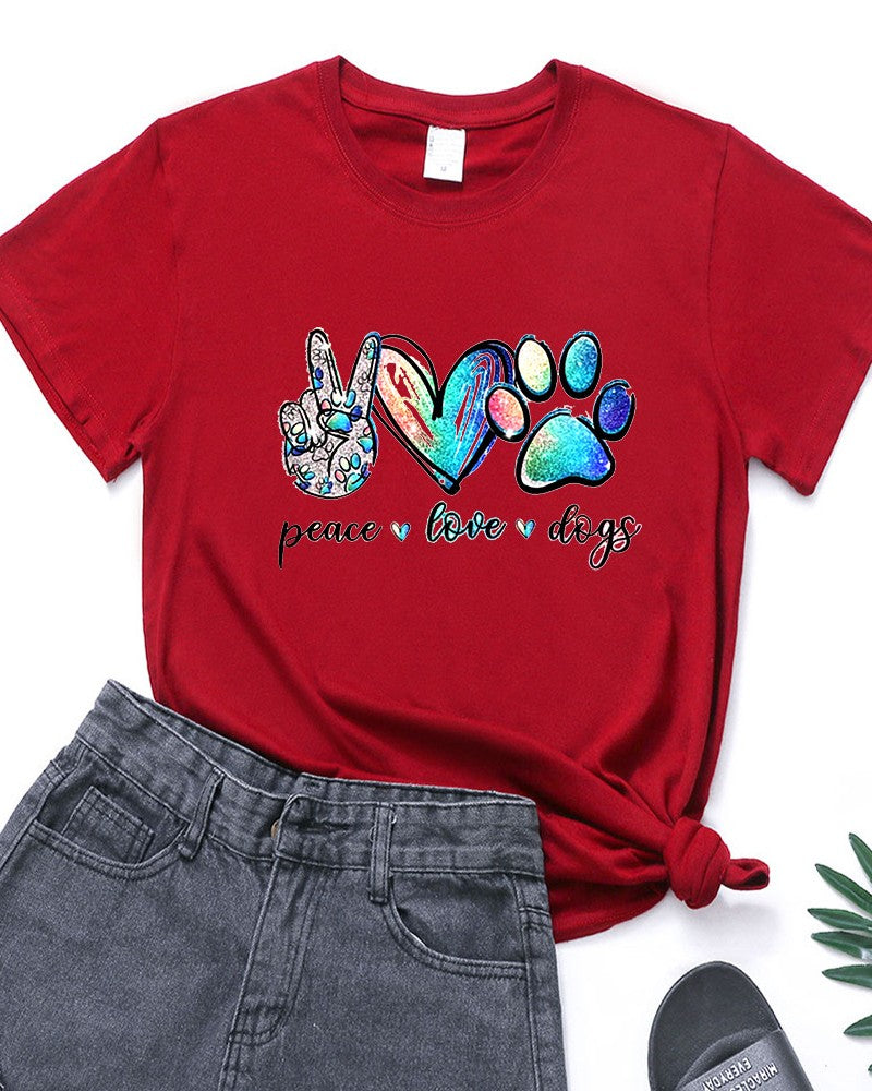 Watercolor Paw Print Dog Lover Graphic Tee - C13