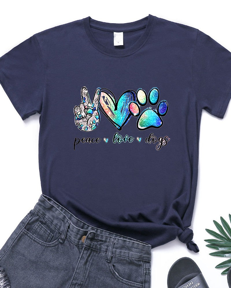 Watercolor Paw Print Dog Lover Graphic Tee - C15