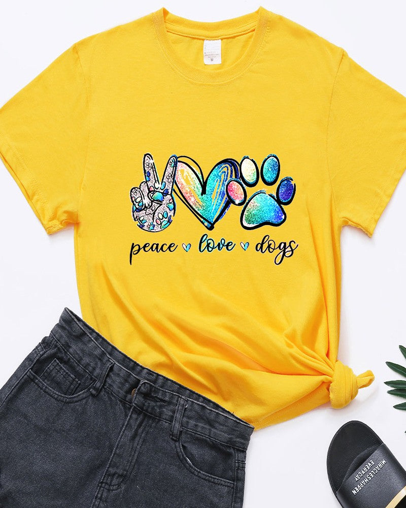 Watercolor Paw Print Dog Lover Graphic Tee - C4