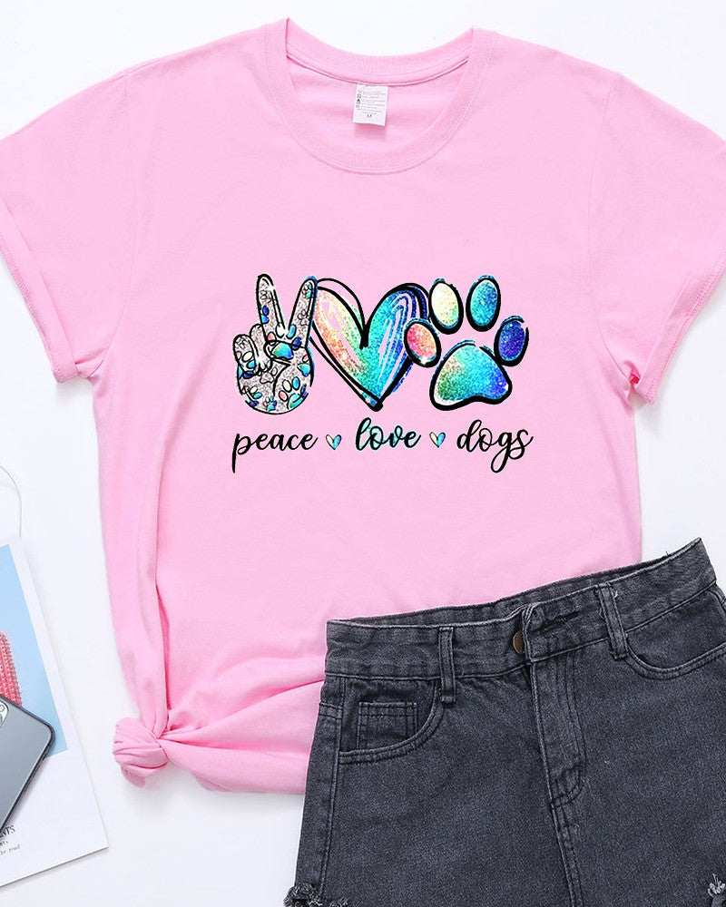 Watercolor Paw Print Dog Lover Graphic Tee - C5