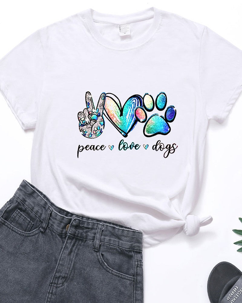 Watercolor Paw Print Dog Lover Graphic Tee - C6