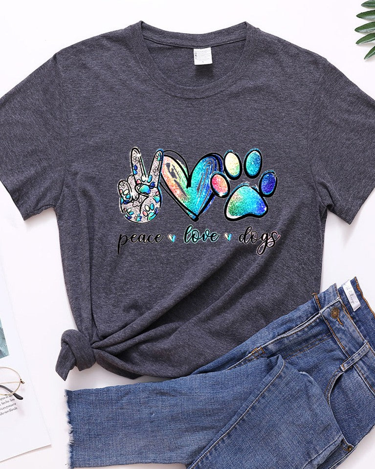 Watercolor Paw Print Dog Lover Graphic Tee - C7