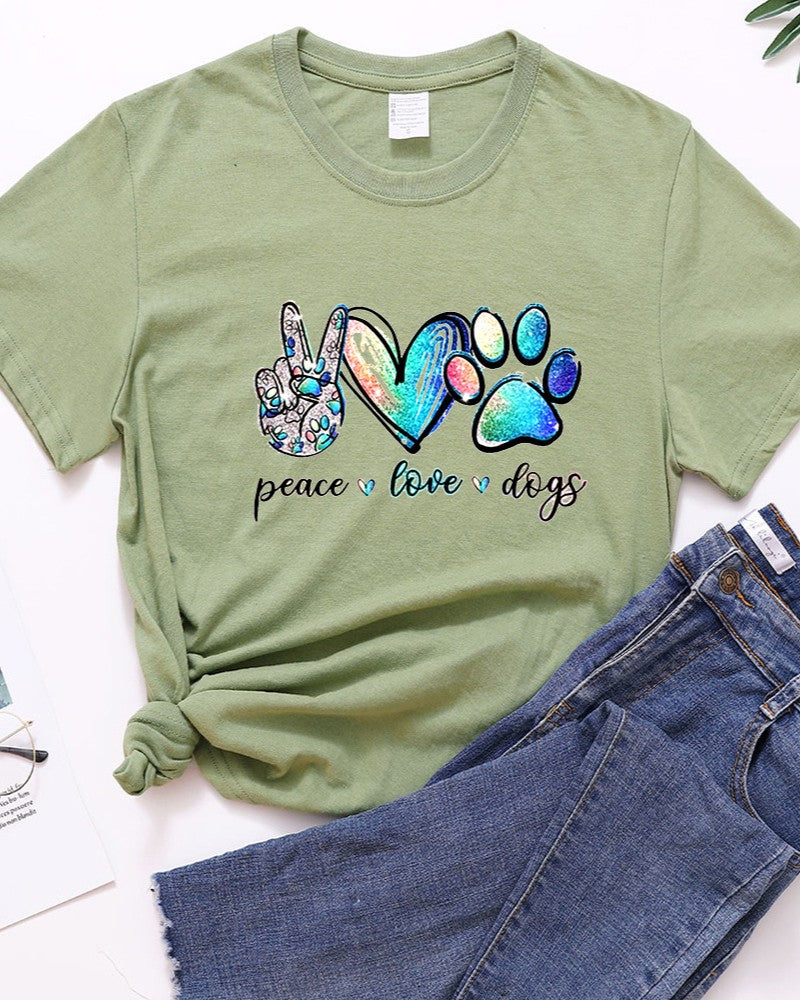 Watercolor Paw Print Dog Lover Graphic Tee - C9