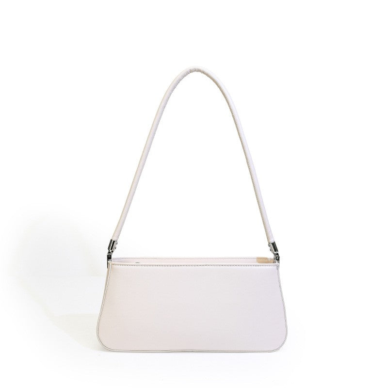 Minimalist Faux Leather Baguette Shoulder Bag - Ivory