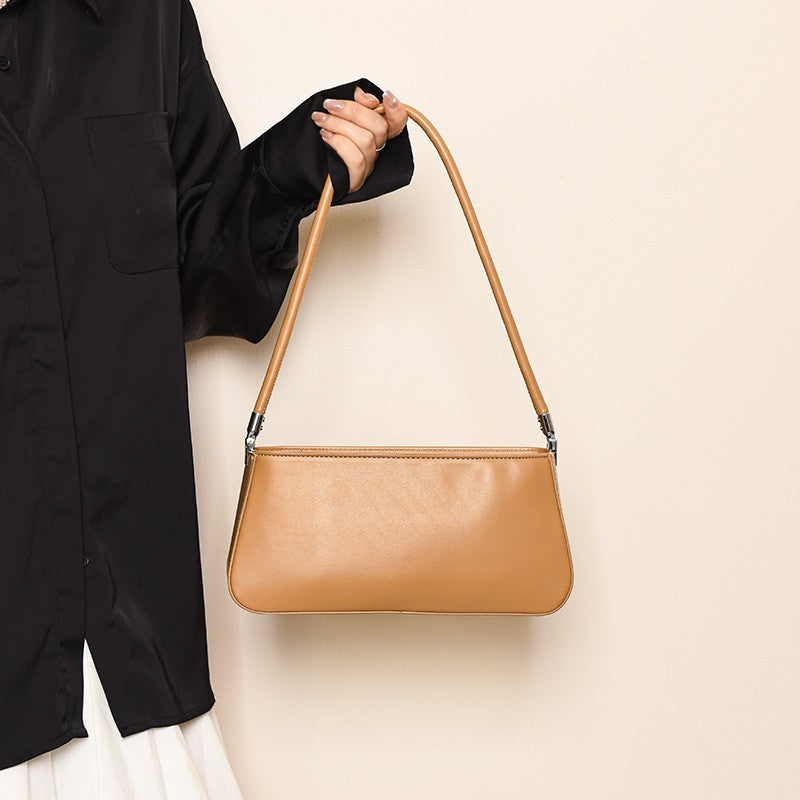Minimalist Faux Leather Baguette Shoulder Bag