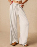 Drawstring Elastic Waist Wide Leg Lounge Pants - White