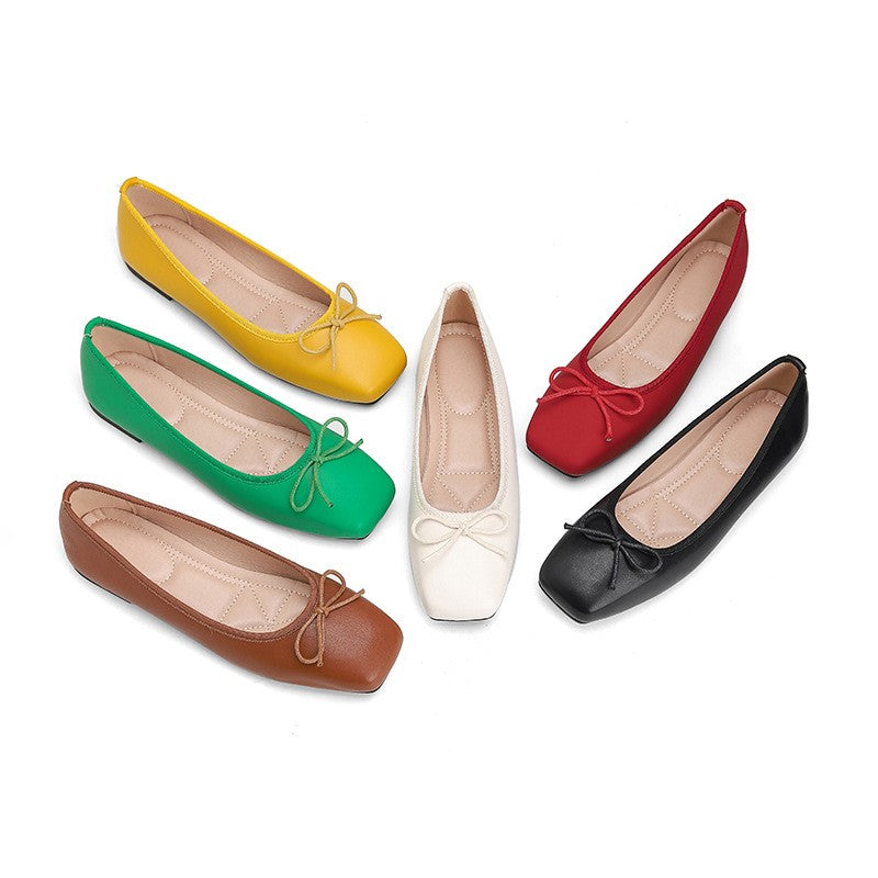 Classic Square Toe Bow Ballet Flats