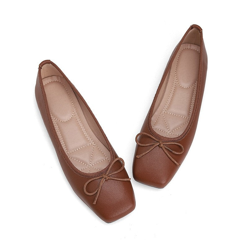 Classic Square Toe Bow Ballet Flats