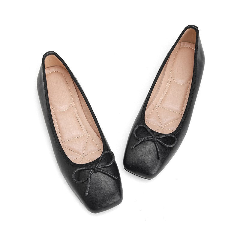 Classic Square Toe Bow Ballet Flats