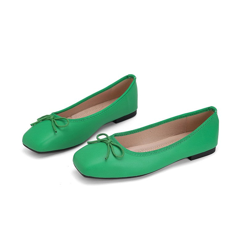 Classic Square Toe Bow Ballet Flats