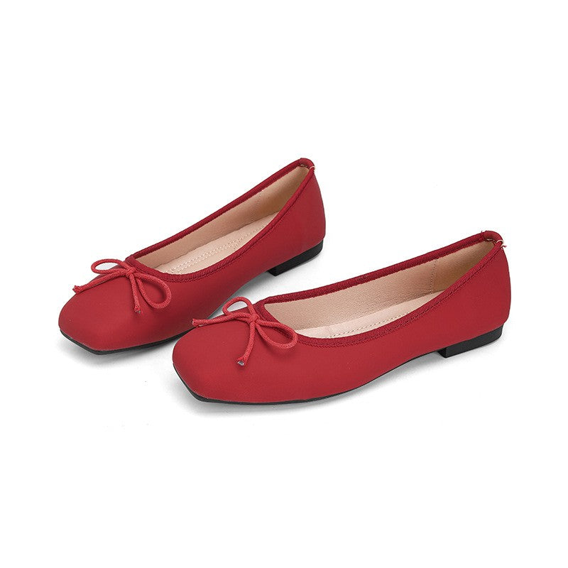 Classic Square Toe Bow Ballet Flats