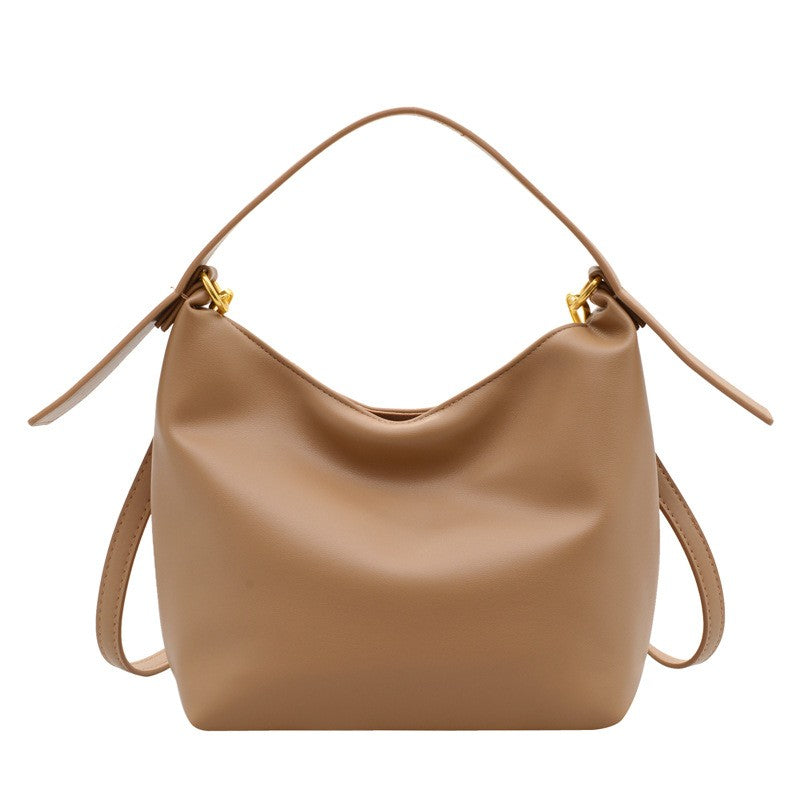 Mini Faux Leather Bucket Bag with Crossbody Strap