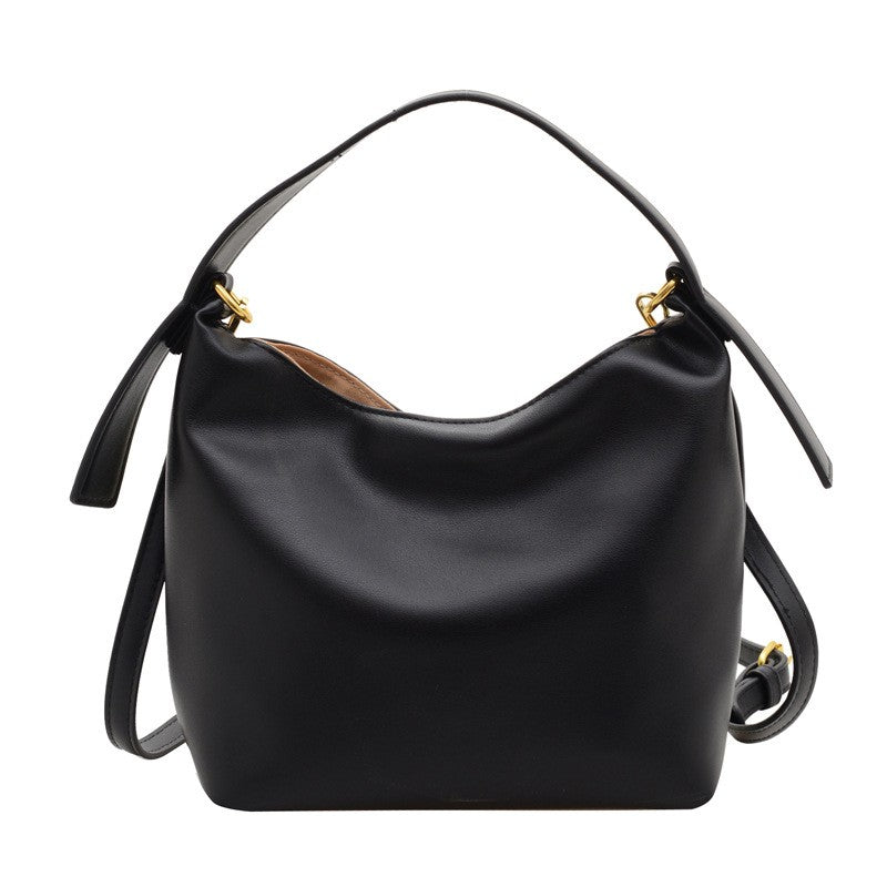 Mini Faux Leather Bucket Bag with Crossbody Strap