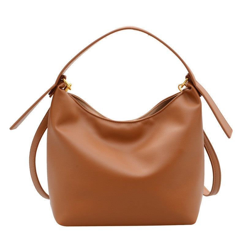Mini Faux Leather Bucket Bag with Crossbody Strap