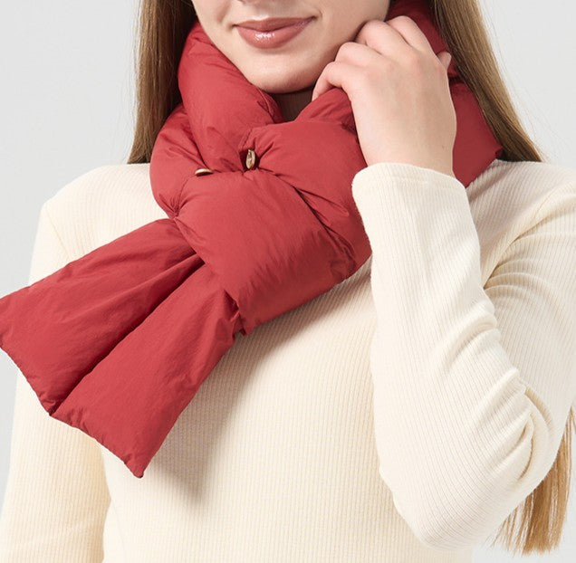 Snap Button Padded Puffer Scarf