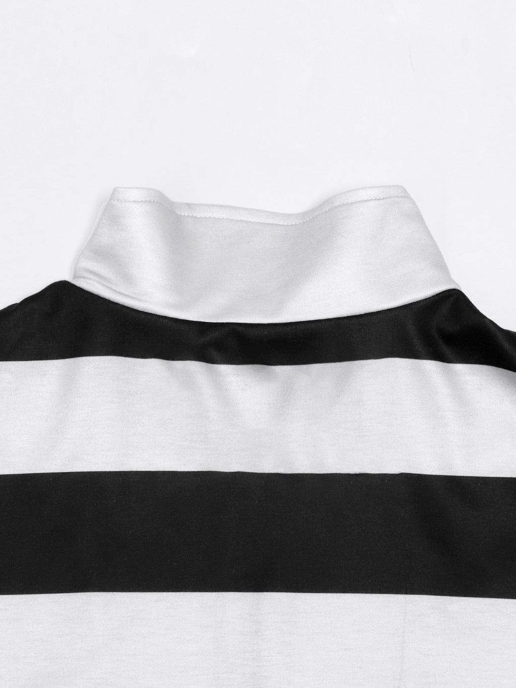 Rugby Stripe Half Zip Sweatshirt With Stand Collar - Black - 3