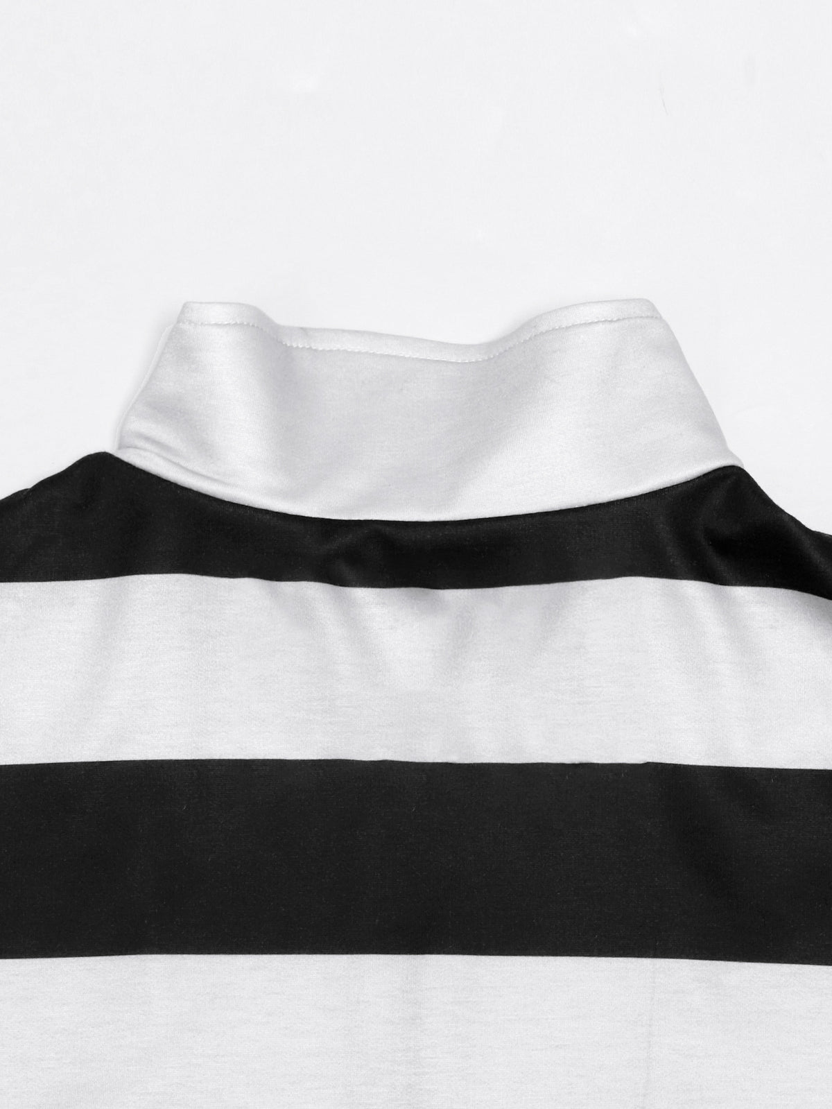 Rugby Stripe Half Zip Sweatshirt With Stand Collar - Black - 3
