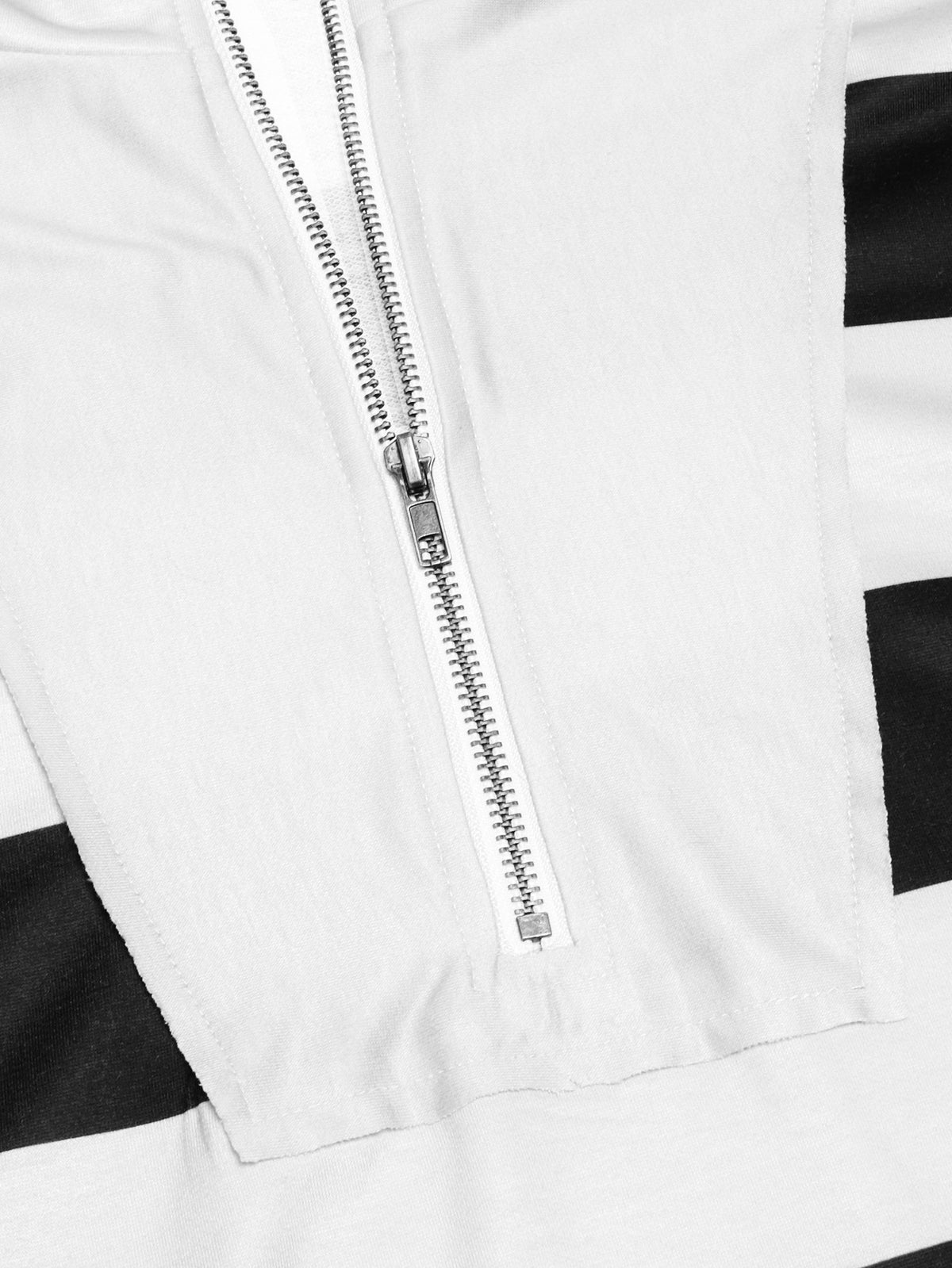 Rugby Stripe Half Zip Sweatshirt With Stand Collar - Black - 4