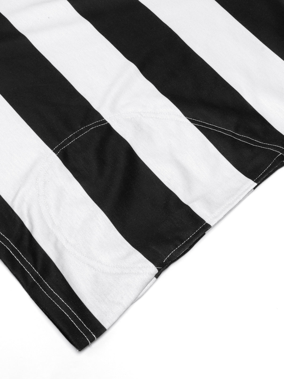 Rugby Stripe Half Zip Sweatshirt With Stand Collar - Black - 7