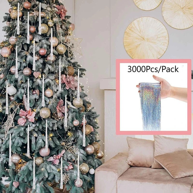 Shimmering Tinsel Icicle Strands for Christmas Trees