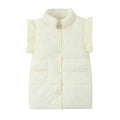 Ruffle Shoulder Quilted Puffer Vest - White