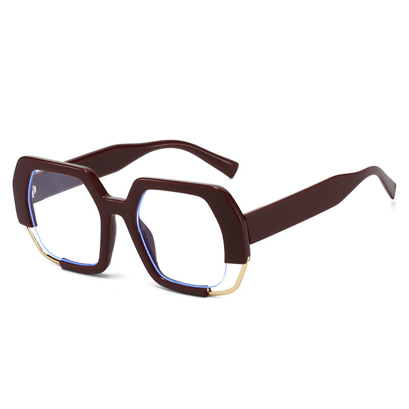 Oversized Angular Light Filtering Eyeglasses - Red