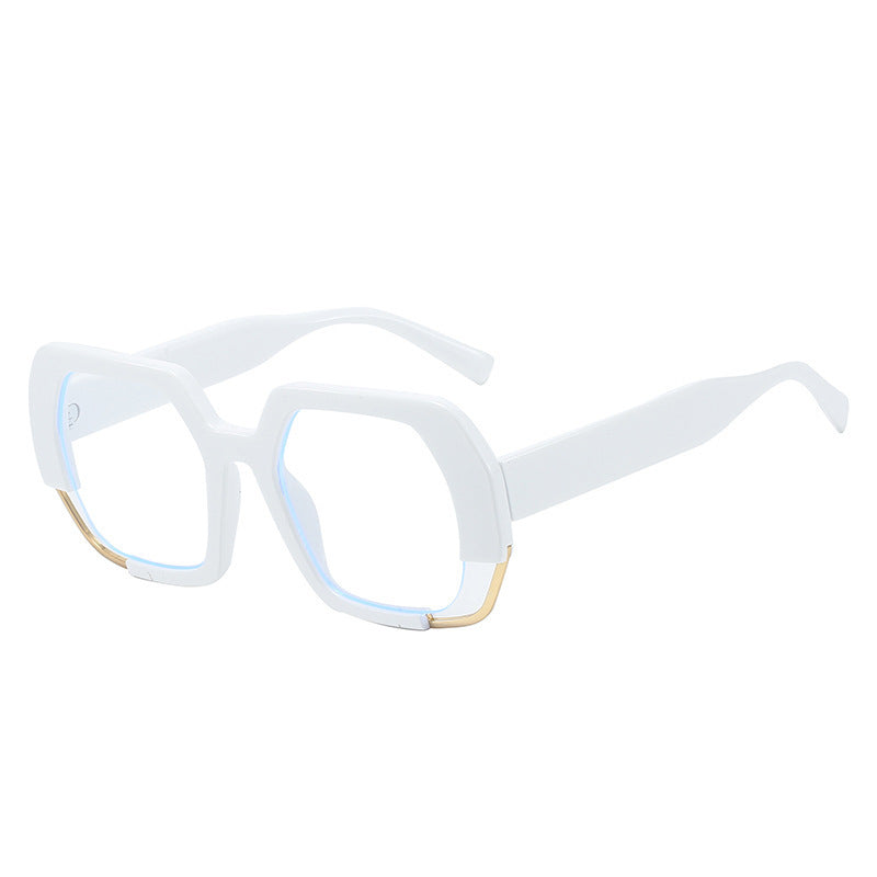 Oversized Angular Light Filtering Eyeglasses - White
