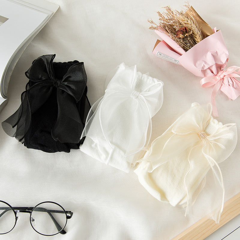 Sheer Organza Bow Ankle Socks