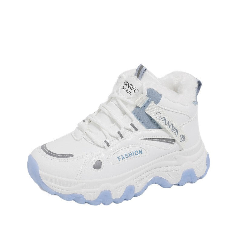 Fleece Lined High Top Chunky Sneakers - Blue