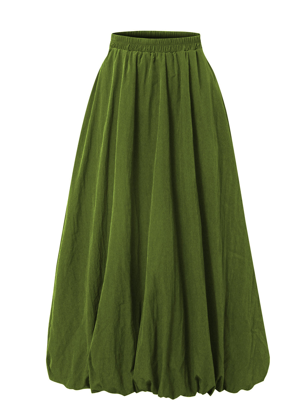 Bubble Hem Midi Skirt With Pockets - ArmyGreen