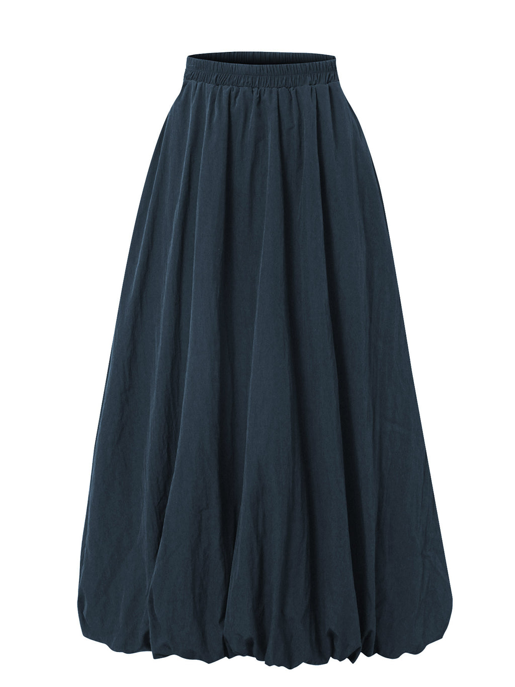 Bubble Hem Midi Skirt With Pockets - Navy