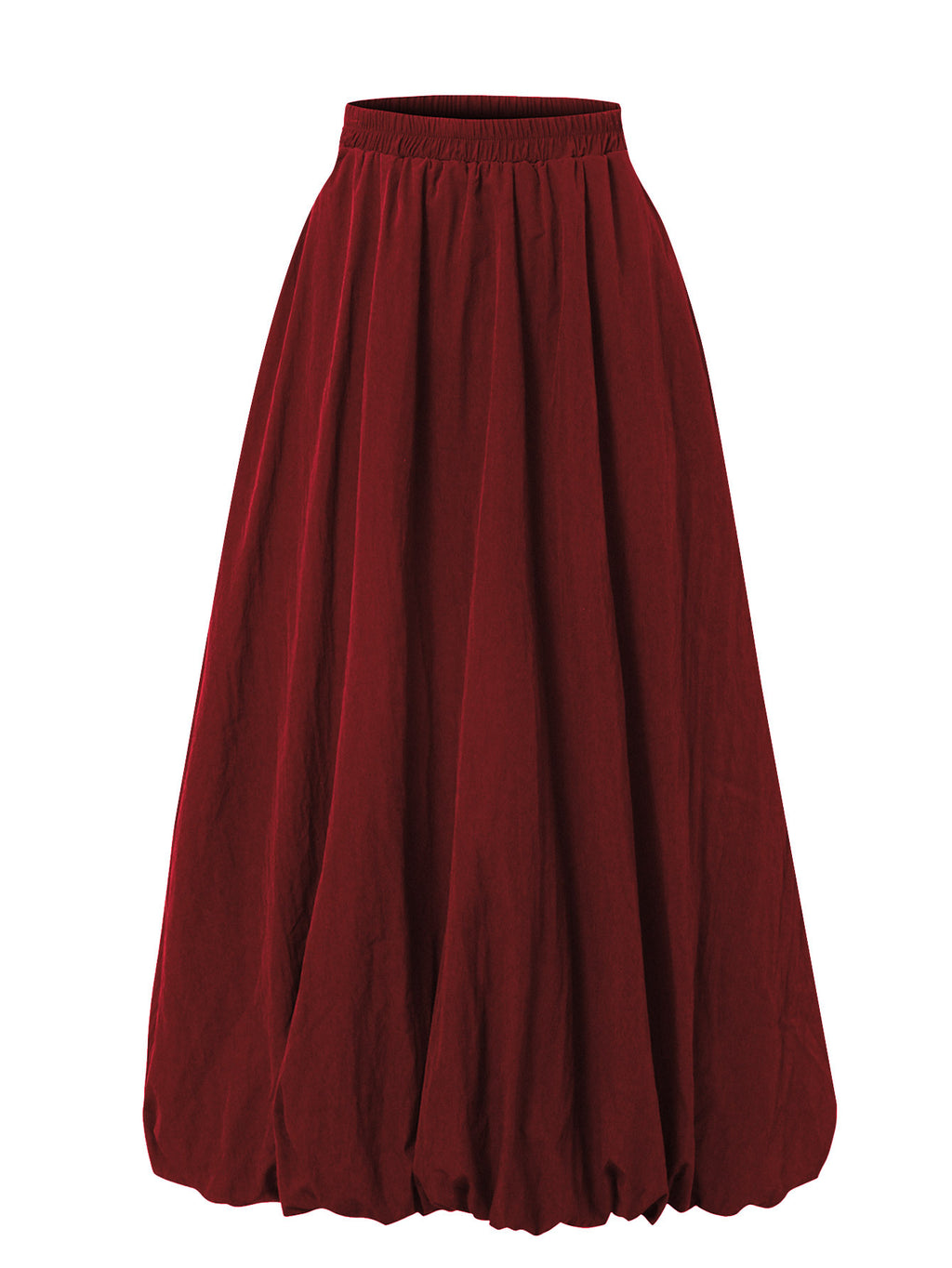 Bubble Hem Midi Skirt With Pockets - Red