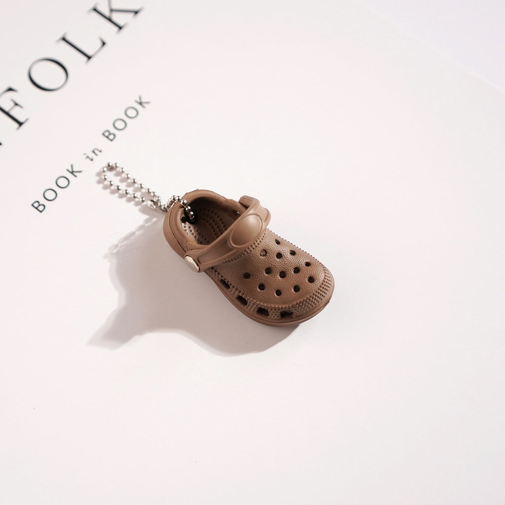 Mini Clog Shoe Charm Keychain - Brown