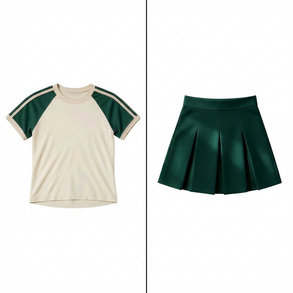 Contrast Raglan Tee and Pleated Tennis Skort Set