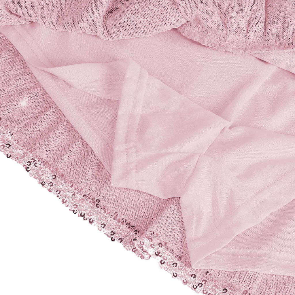 Ruffled Party Mini Skirt In All Over Sequins - Pink - 4