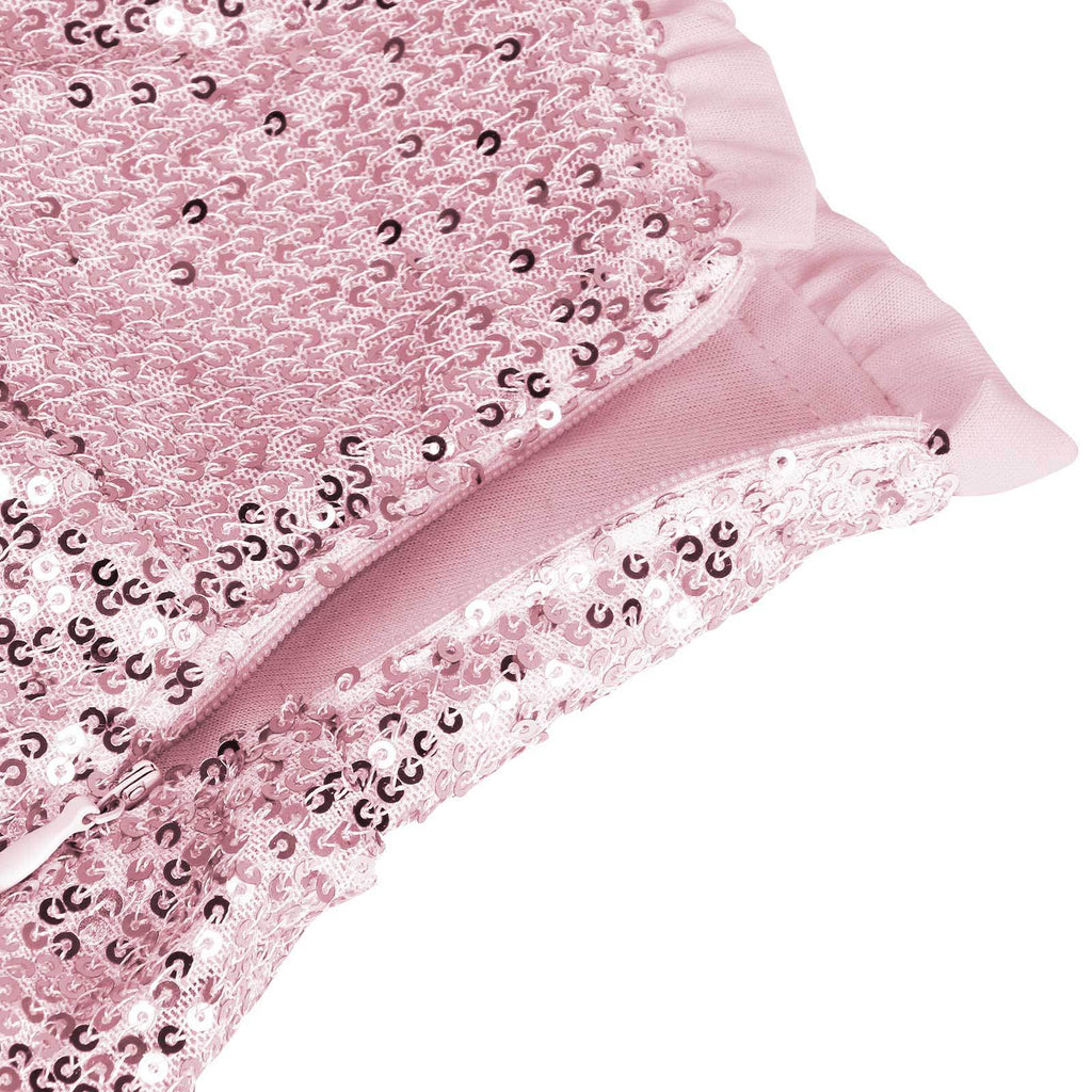 Ruffled Party Mini Skirt In All Over Sequins - Pink - 6