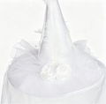 Feathered Witch Hat With Gathered Tulle Brim - White